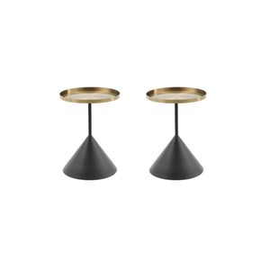 Seek and Ramble Lloyd Round 50cm Side Table Metal Brushed Gold & Black Set Of 2 Bundle