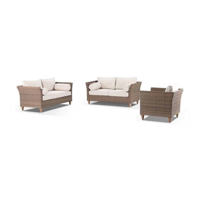 Carolina 2+2+1 Seater Lounge Setting Brushed Wheat & Cream Cushions