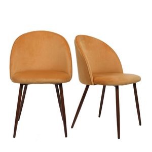 Levede Dining Chairs Set of 2 Velvet Kitchen Chairs Steel Legs Yellow Cafe
