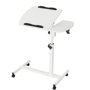 Catzon Laptop Desk Lifting And Rotating With Rollers With Tiltable Tabletop-white