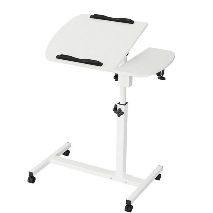 Catzon Laptop Desk Lifting And Rotating With Rollers With Tiltable Tabletop-white