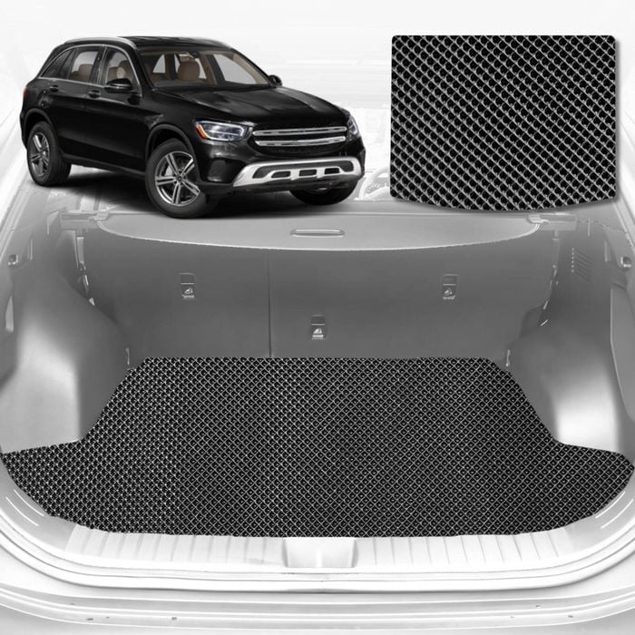 6D Diamond Car Boot Mat for Mercedes-Benz GLC SUV (X253)2015-2022-Cargo Mat-Black-Outback GT
