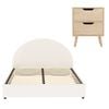Artiss Gas Lift Queen Bed Frame with Bedside Table Set Boucle Fabric