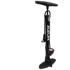 Azur Alloy Clever Valve Floor Bike Pump With Gauge - Black