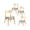 Cusco 4pc Set Dining Chair Fabric Seat Scandinavian Style Solid Rubberwood