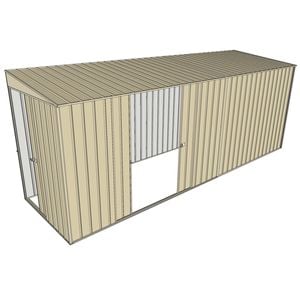 Build-a-Shed 1.5 x 5.2 x 2m Double Sliding Side Door Skillion Shed - Cream