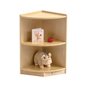 Jooyes Kids 2 Tier Corner Shelf Wooden Storage Cabinet - Original Wood Colour | 33cm | Corner Shelf