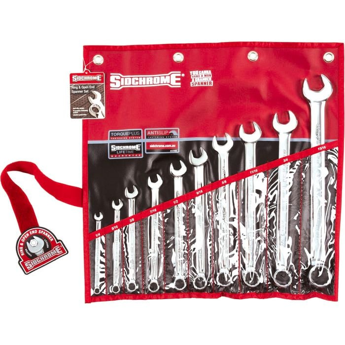 Sidchrome 10 Piece A/F Ring And Open End Spanner Set