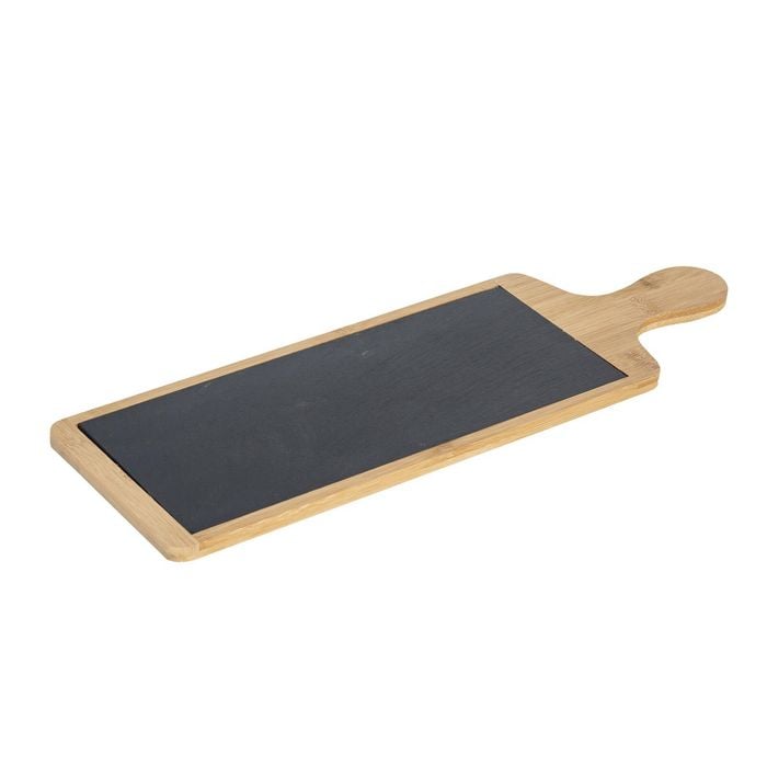 Argon Tableware Bamboo Serving Paddle - 44.5 X 14.5cm - Natural Slate Dinnerware Serving Platter Savoury Dish Cheese Board