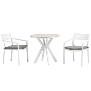 FurnitureOkay Bondi-Capri 3-Piece Sintered Stone Outdoor Dining Setting - White