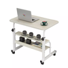 Provecta Adjustable Mobile Desk – Light Wood Finish with Wheels & Storage Shelves, 69-90cm