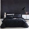 CottonMore 100% Cotton Black Diamond Pinch Pleated Pintuck Doona Quilt Cover Set - Queen