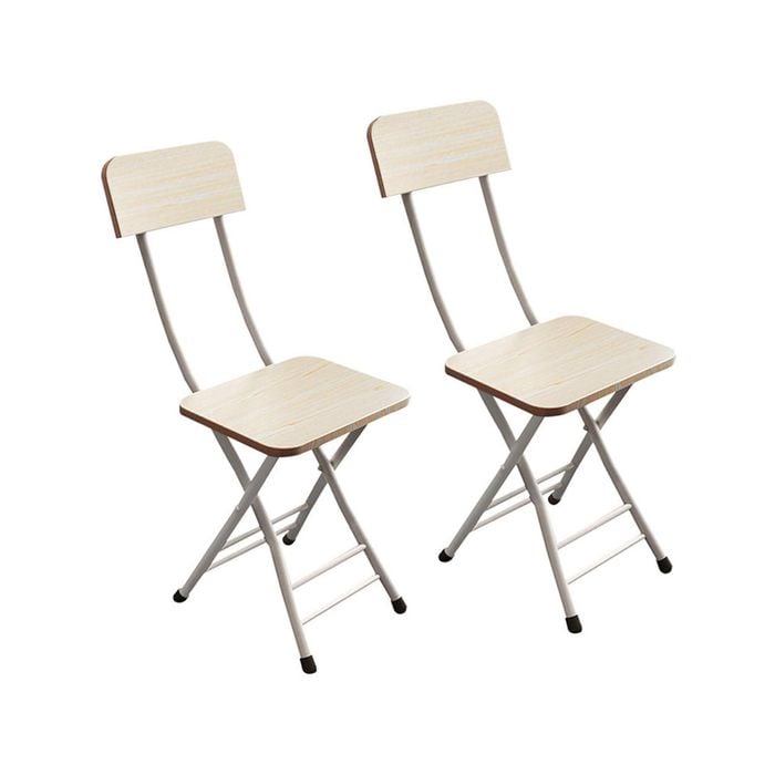 SOGA White Maple Foldable Chair Set of 2