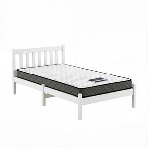 Giselle Single Mattress And Artiss Bed Frame Set White Solid Pine With 16cm Mattress