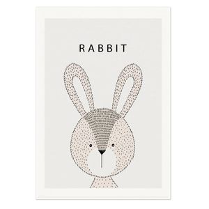 Galrie Charming Minimalist Rabbit Art Print for Modern Decor, Poster Only, A0 84 x 119cm (33 X 47inch)