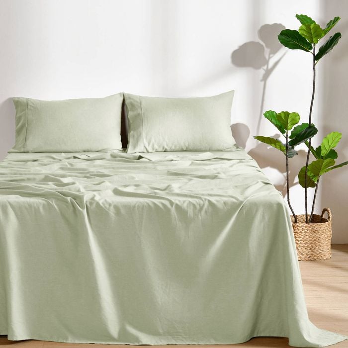 Dreamaker Linen Cotton Sheet Set Sage - Double Bed