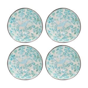 4pk Lvd Whale Blue Round Coconut Capiz Trinket/jewellery Bowl 13x13x6cm