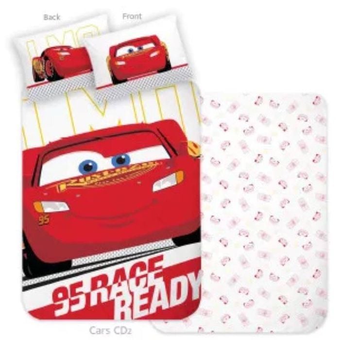 Disney Cars Lightning Mcqueen Race Ready Cotton Kids Quilt Cover Set - Toddler Bed Size