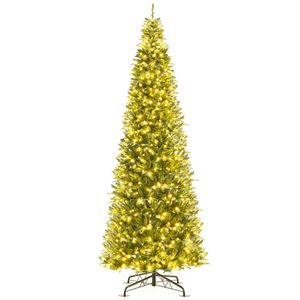 Costway 3.6M Tall Prelit Artificial Christmas Tree Xmas Holiday Party Decoration w/3021 Branch Tips & 800 LEDs-Green