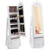 Costway Swivel Jewelry Cabinet 3-in-1 Armoire Dressing Mirror White