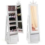 Costway Swivel Jewelry Cabinet 3-in-1 Armoire Dressing Mirror White