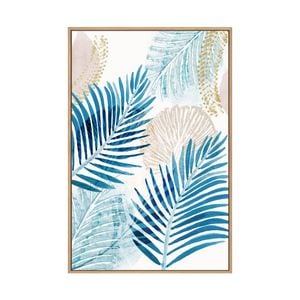 Artey | Bluish Palm III - Framed Canvas - Natural Frame - 80 x 120 cm