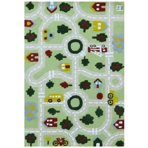 Handtufted Wool Rug-charlie Town 6450-green-80x150cm