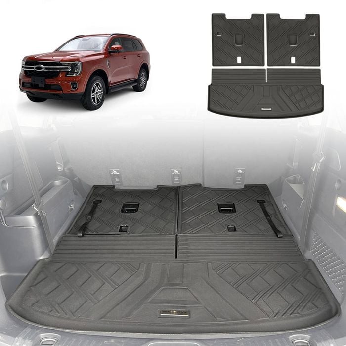 AUSGO Boot Liner for Ford Everest Next-Gen 7-Seat 2022-Onwards 3-Piece Set Cargo Trunk Mat Boot Mat