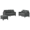 vidaXL Sofa Set with Pillows 2-Seater Sofa Couch 3 Piece Dark Grey Fabric