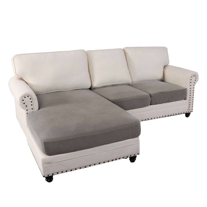 Smarcute L-shaped Sectional Sofa Covers Couch Lounge Cushion Cover (seat Only: 1 Chaise + 2 Seat Cover, Taupe)