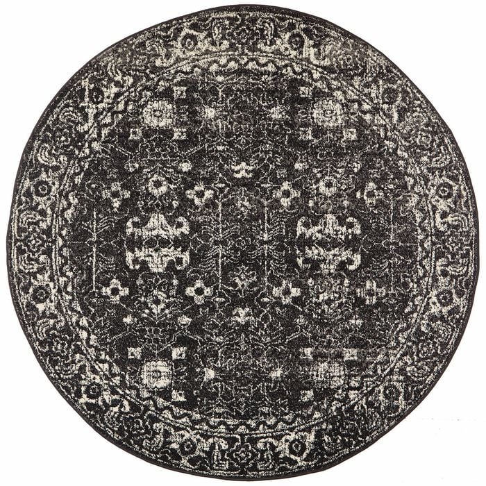Sense 252 Charcoal 150x150cm - Small Round Transitional Pet Friendly Indoor Rug