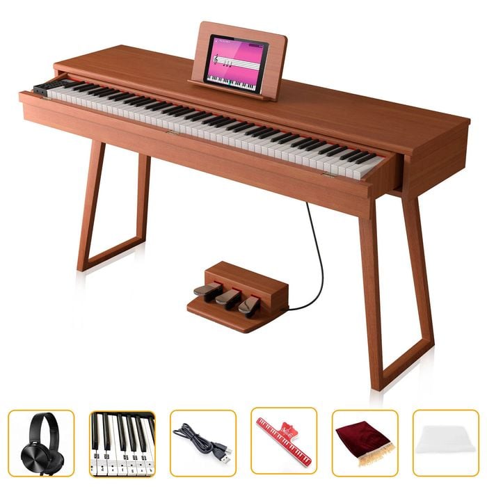 Maestro MDP470LW Ultra-Compact Digital Piano w/ 88 Hammer Action Keys & Slide-Out Keyboard