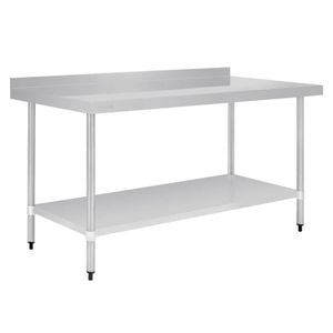 Vogue Stainless Steel Table With Splashback 1800mm - Gj509