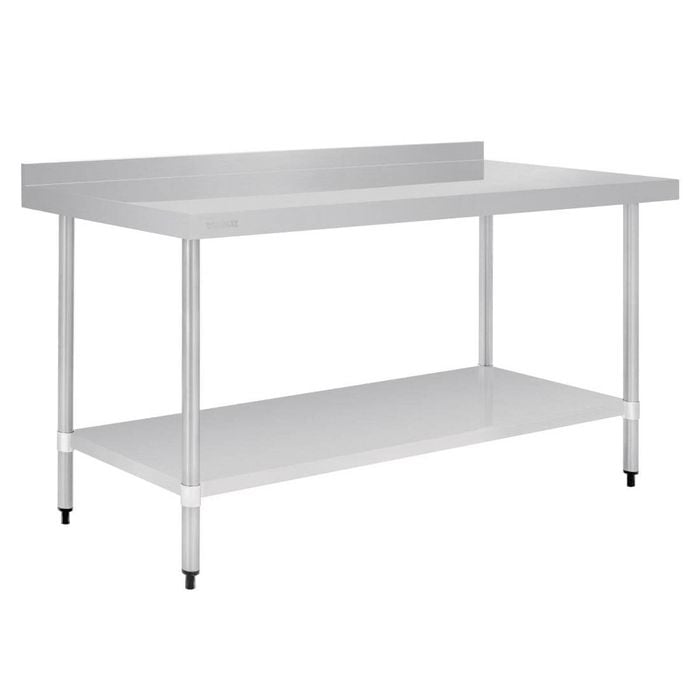 Vogue Stainless Steel Table With Splashback 1800mm - Gj509