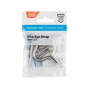 Taskmaster 6mm 316 Stainless Steel Wire Eye Strap - 2 Pack