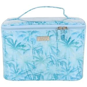 Wicked Sista Forest Palms Large Beauty Case Waterproof Makeup Bag Blue