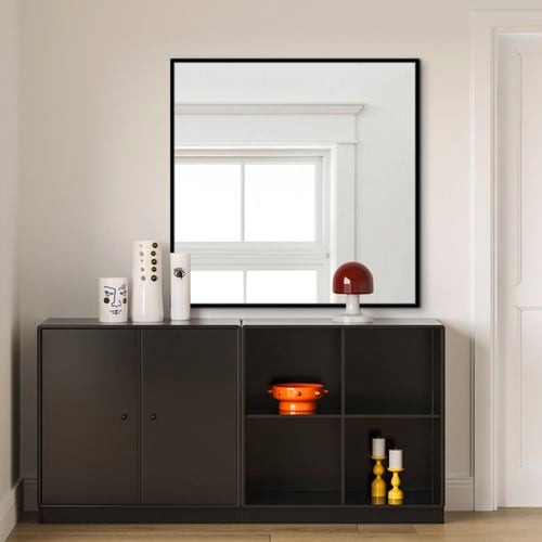 Best World 80cm x 80cm Black Timeless Straight Mirror