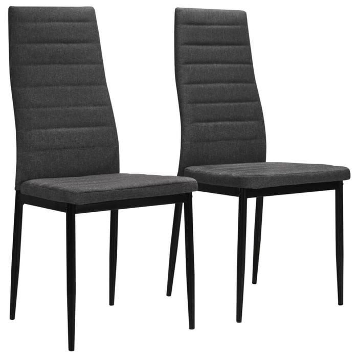 vidaXL 2x Dining Chairs Dark Grey Fabric Café Seat Kitchen Chair Side Seat