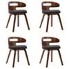 vidaXL 4x Solid Bent Wood Dining Chair Dark Grey Faux Leather Dining Room Seat