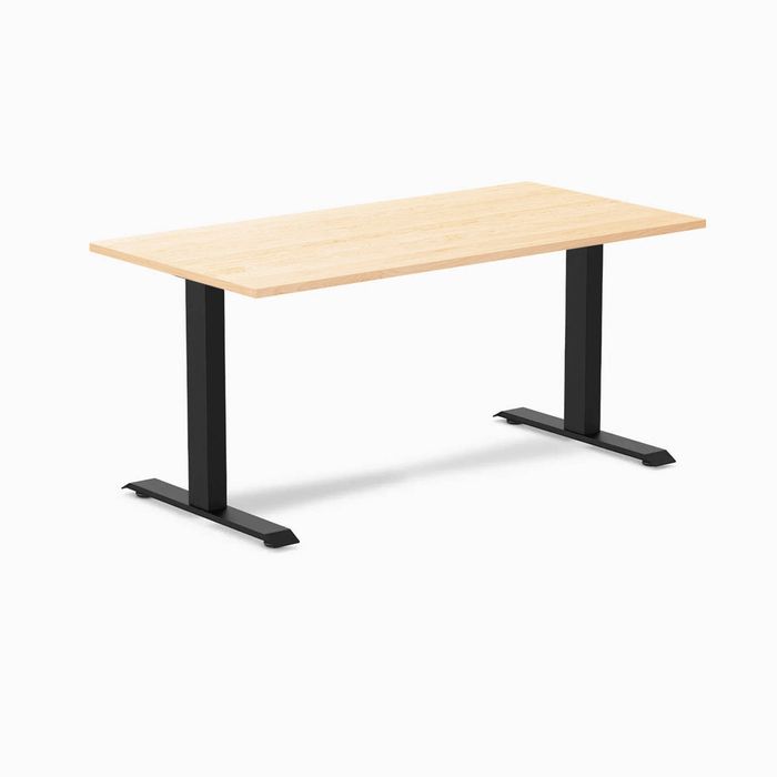 Desky Fixed Height Hardwood Office Desk Matte Black Frame 150cm - Maple