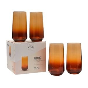 New Classica Art Craft Iconic Amber Highball Tumbler 470ml Set 4