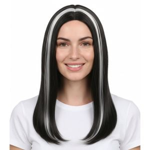 Wos VAMPIRE WIG Long Straight Wig Costume Party Hair Accessory Halloween Black/White
