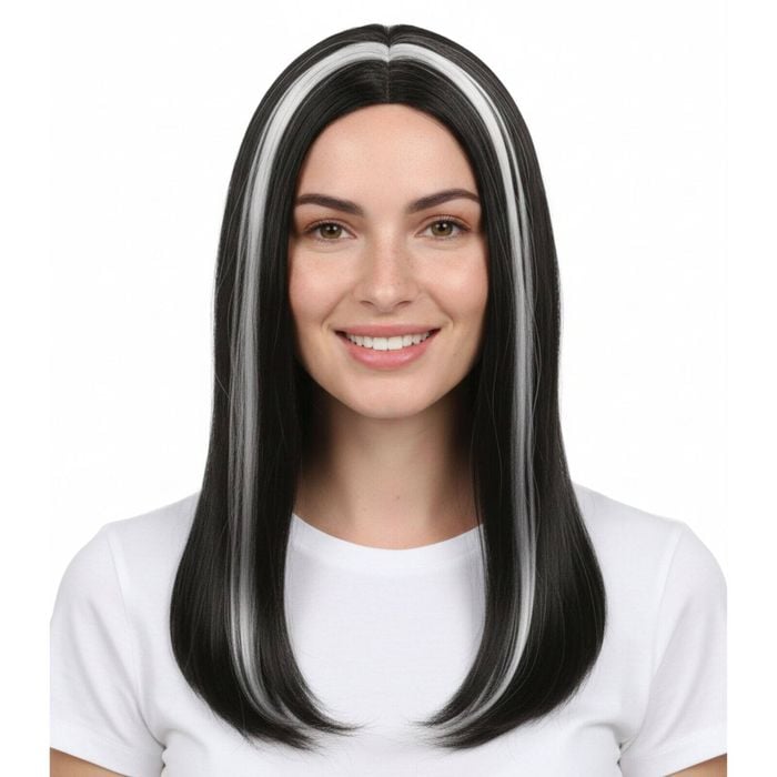 Wos VAMPIRE WIG Long Straight Wig Costume Party Hair Accessory Halloween Black/White