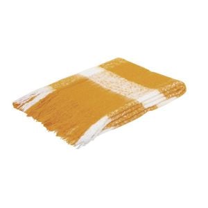 J.Elliot Wren Faux Mohair Throw Mustard/White