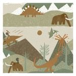 Prehistoric Green/Orange Wallpaper  53cm x 10.05m