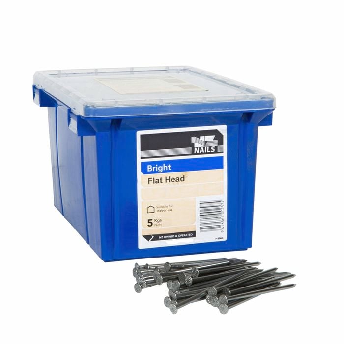 NZ Nails 100 x 4mm 5kg Bright Steel Flat Head Nail