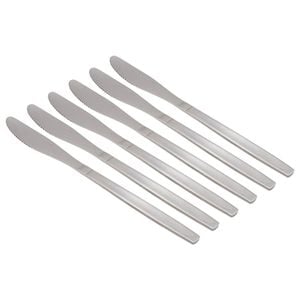 Argon Tableware Economy Silver Dinner Knives - 6x Durable Rust Resistant Stainless Steel Finish Dishwasher Safe Flatware Set