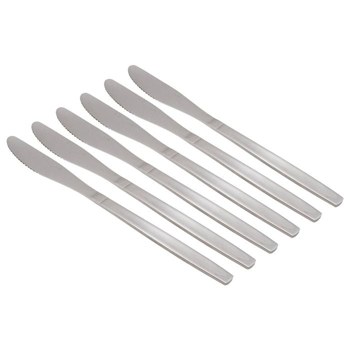 Argon Tableware Economy Silver Dinner Knives - 6x Durable Rust Resistant Stainless Steel Finish Dishwasher Safe Flatware Set