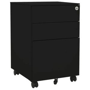 vidaXL Mobile File Cabinet Wheeled Chest of Drawers Office Storage Black Steel