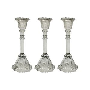 3PK Glass 25cm Large Belle Taper Stick Candle Holder - Sage